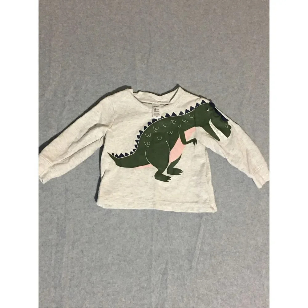 Baby Carter’s Sweater Size 18M Dinosaur Grey Blue Green Warm Comfortable Winter